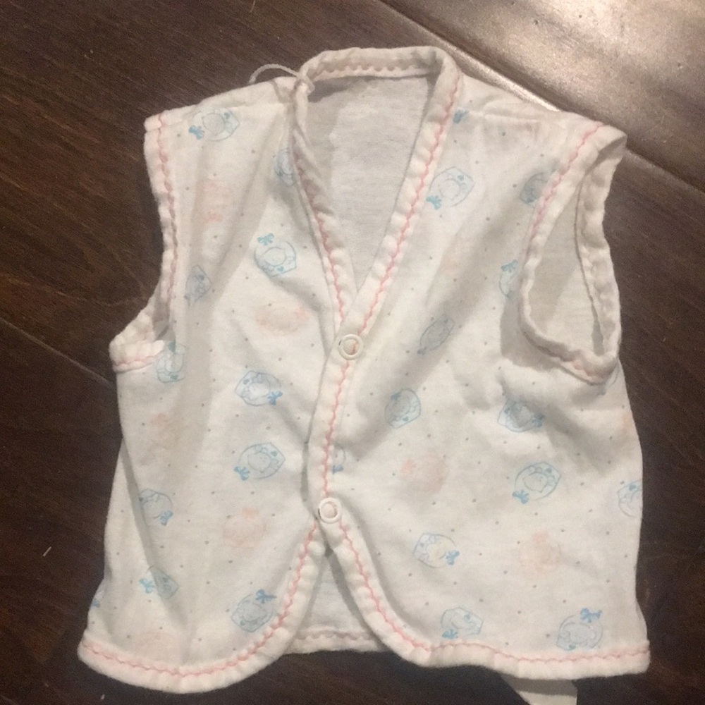 Baby White Sleeveless Vest with Pastel Prints